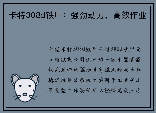 卡特308d铁甲:强劲动力,高效作业