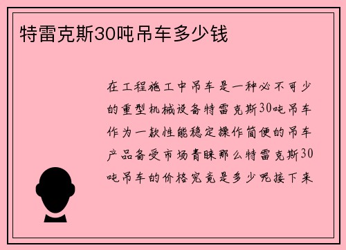 特雷克斯30吨吊车多少钱